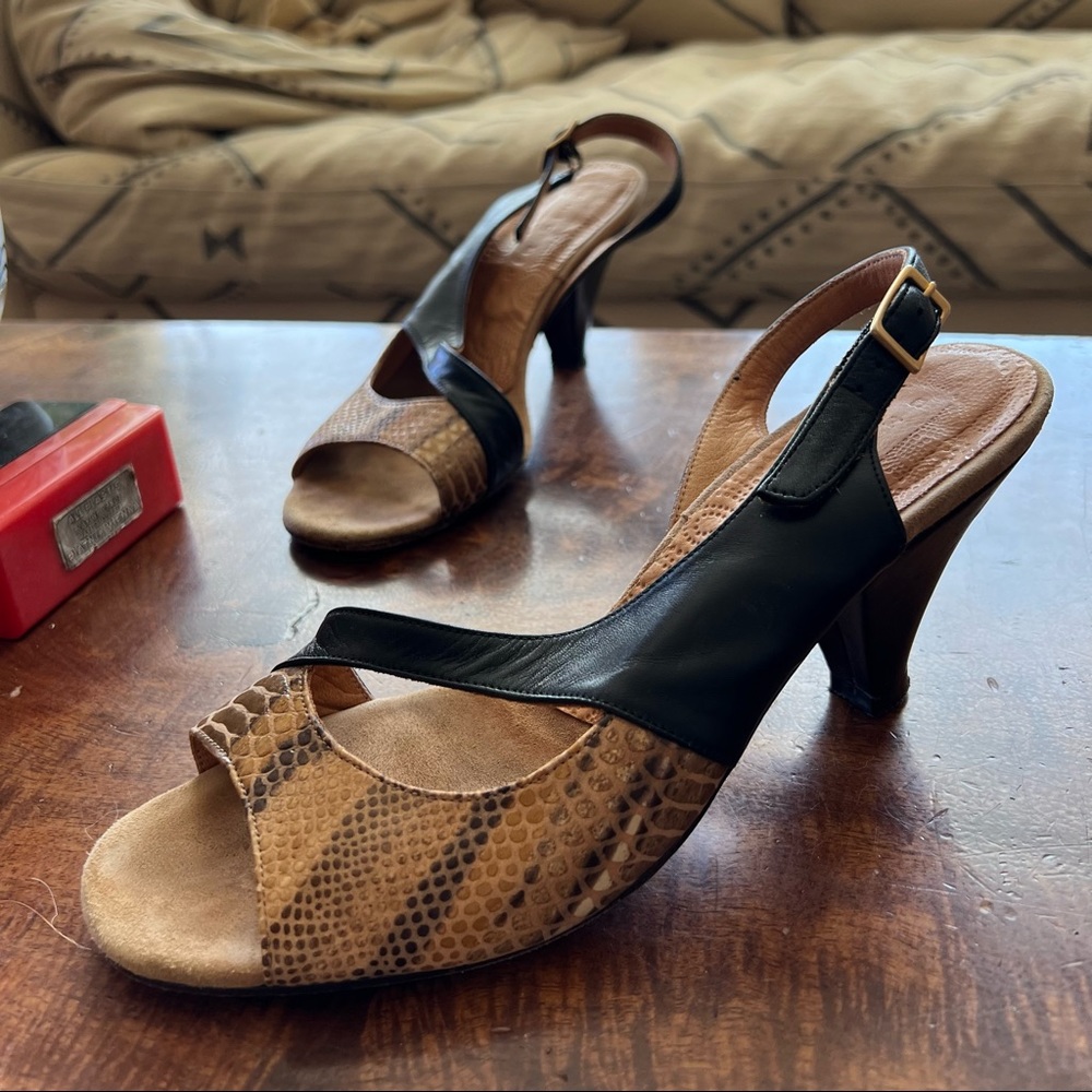 Chie Mahara | Snakeprint Leather Cutout Heel 39.5